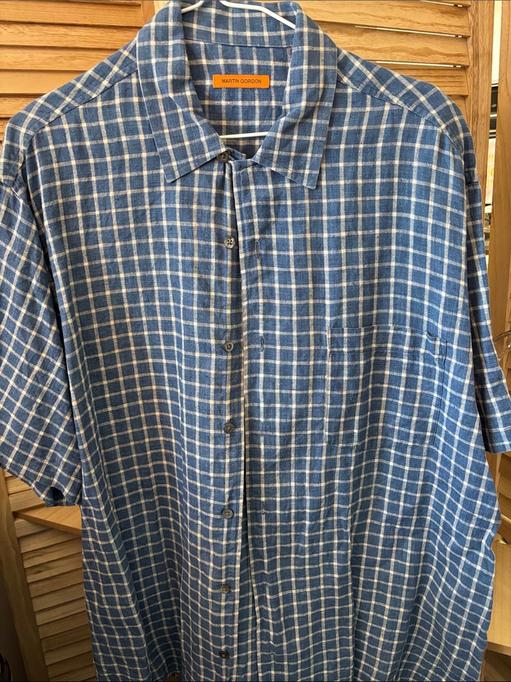 Martin Gordon Short-Sleeve Button-Down Linen Shirt Large